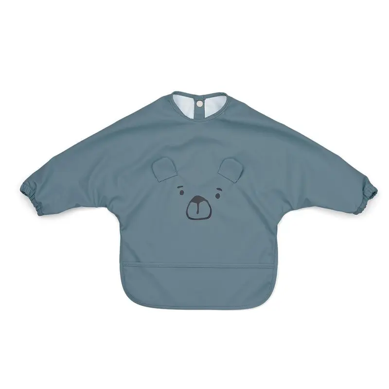 Liewood Merle Printed Cape Apron Bib - Mr Bear Whale Blue