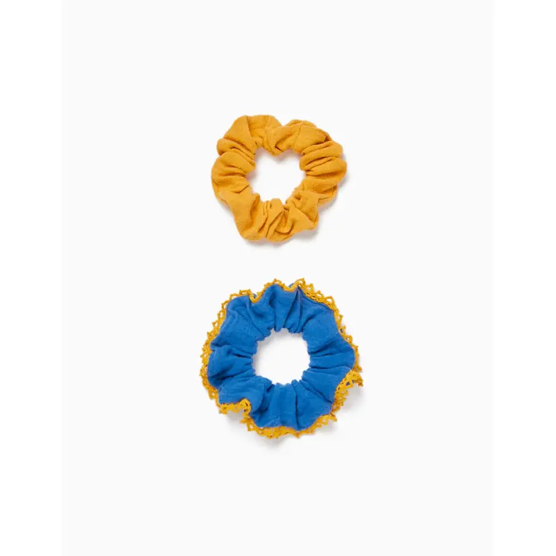 2-Pack Scrunchies for Babies and Girls, Yellow/Blue
