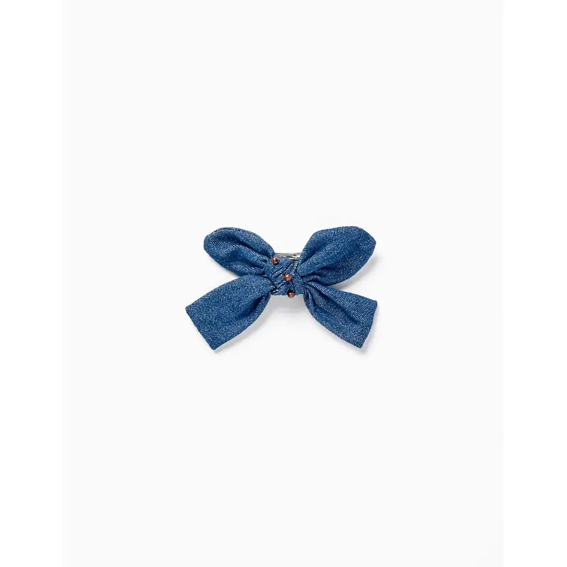 Denim Hair Clip with Bow for Girls, Blue