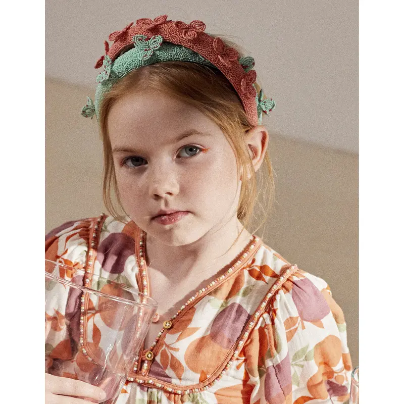 Headband with Beads for Girls, Green/Pink