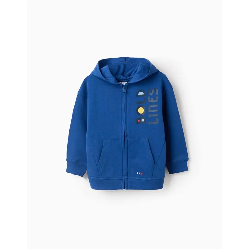 Hooded Cotton Jacket for Boys 'Bold Lines', Blue
