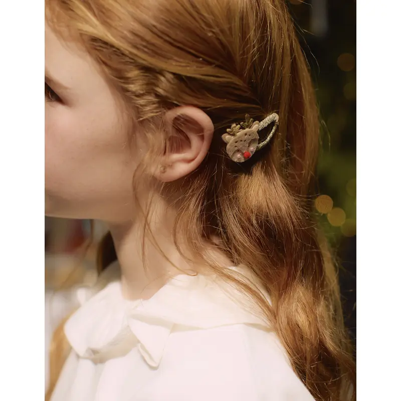 Pack of 2 Glitter Hair Clips for Babies and Girls 'Reindeer', Gold