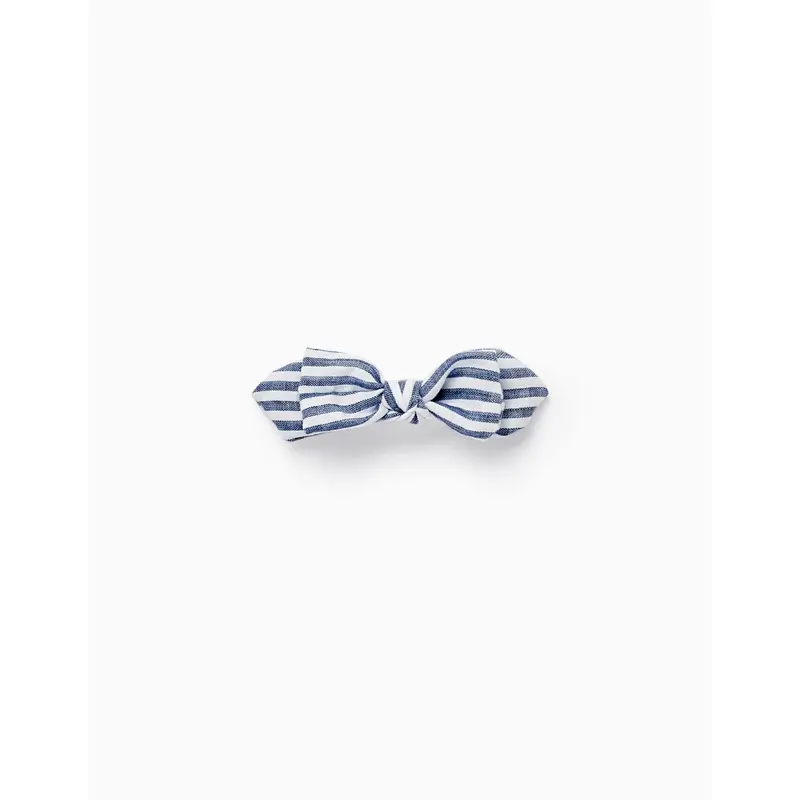 Striped Hair Clip with Bow for Baby and Girls, Blue/White