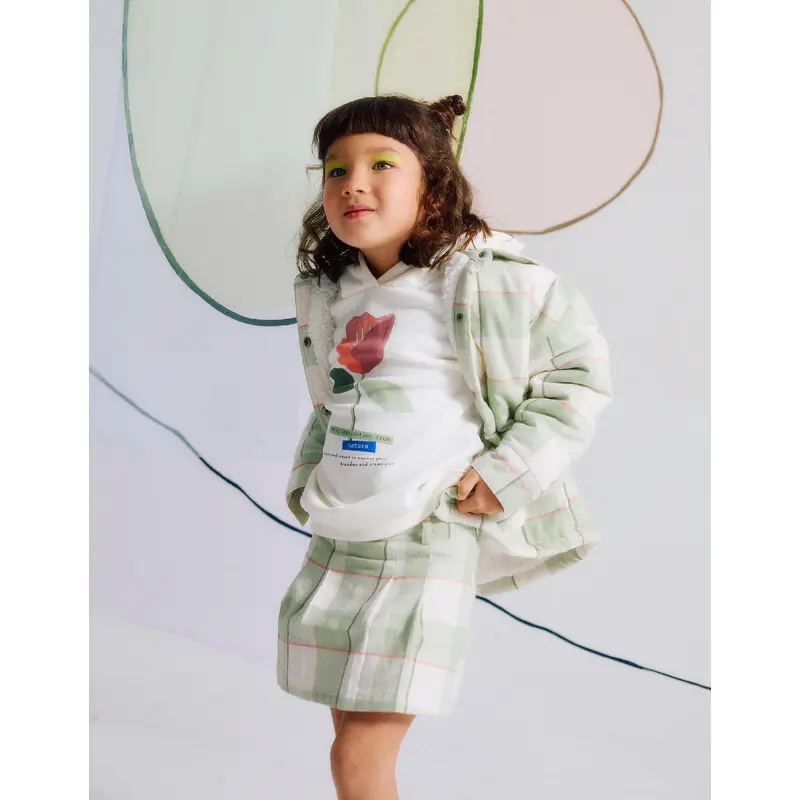 Check Flannel Skort for Girls, Green