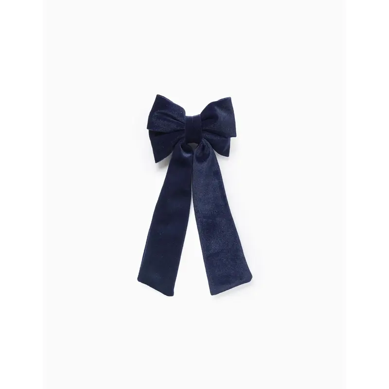 Hair Clip with Velvet Bow for Babies and Girls, Dark Blue
