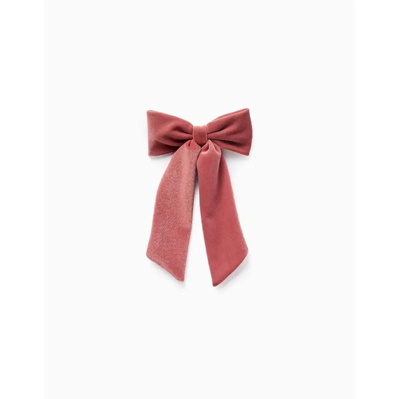 Hair Clip with Velvet Bow for Babies and Girls, Pink
