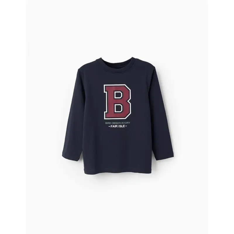 Long Sleeve Cotton T-shirt for Boys 'Bird', Dark Blue
