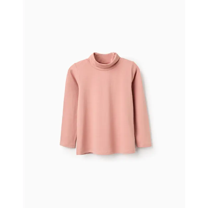 Long Sleeve T-shirt with Turtle Neck for Girls, Pink