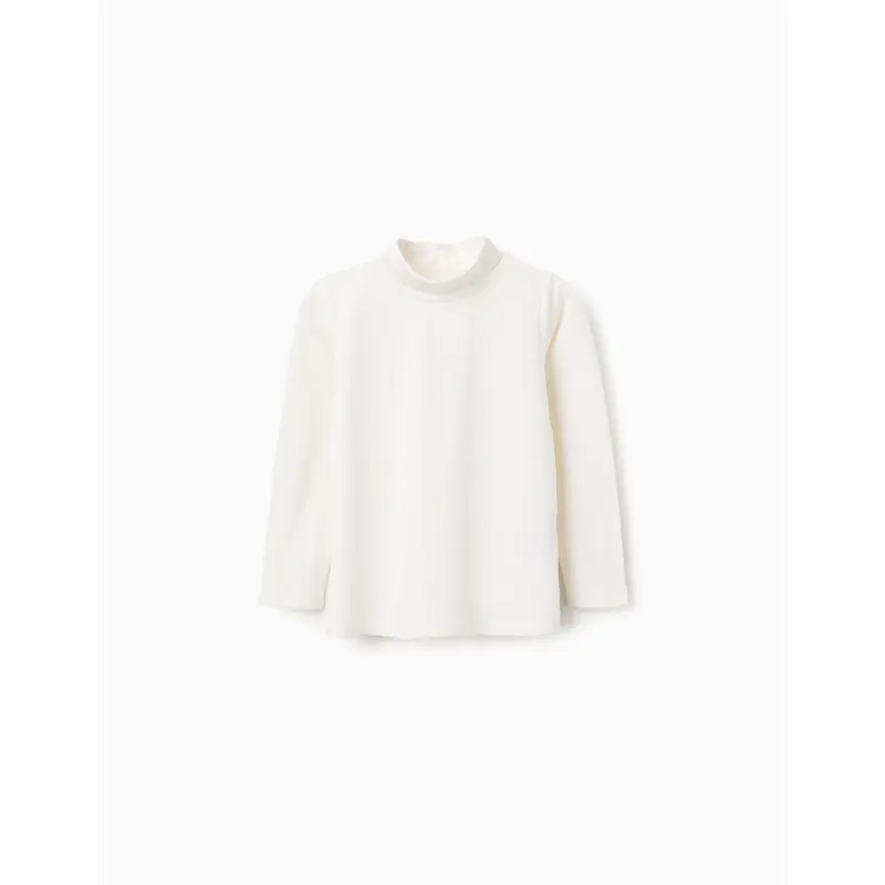 Long Sleeve T-shirt with Turtle Neck for Girls, White
