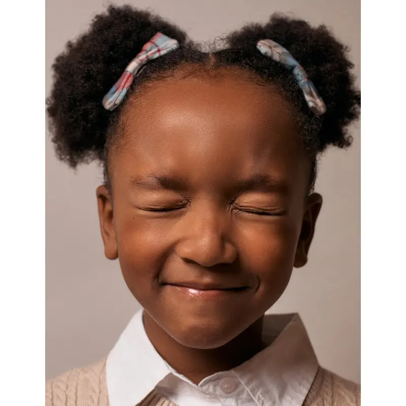 Pack 2 Hair Clips with Checked Bows for Babies and Girls 'B&S' , Multicolour