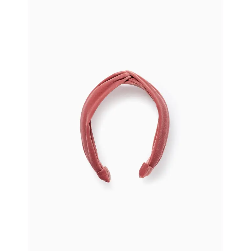 Velour Headband with Knot for Babies and Girls, Pink