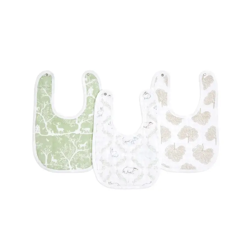 aden + anais Essentials Cotton Muslin Baby Snap Bibs - 3 Pack - Harmony
