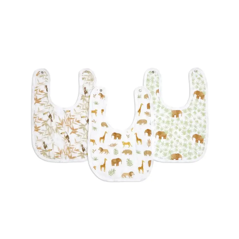 aden + anais Essentials Cotton Muslin Baby Snap Bibs - 3 Pack - Tanzania