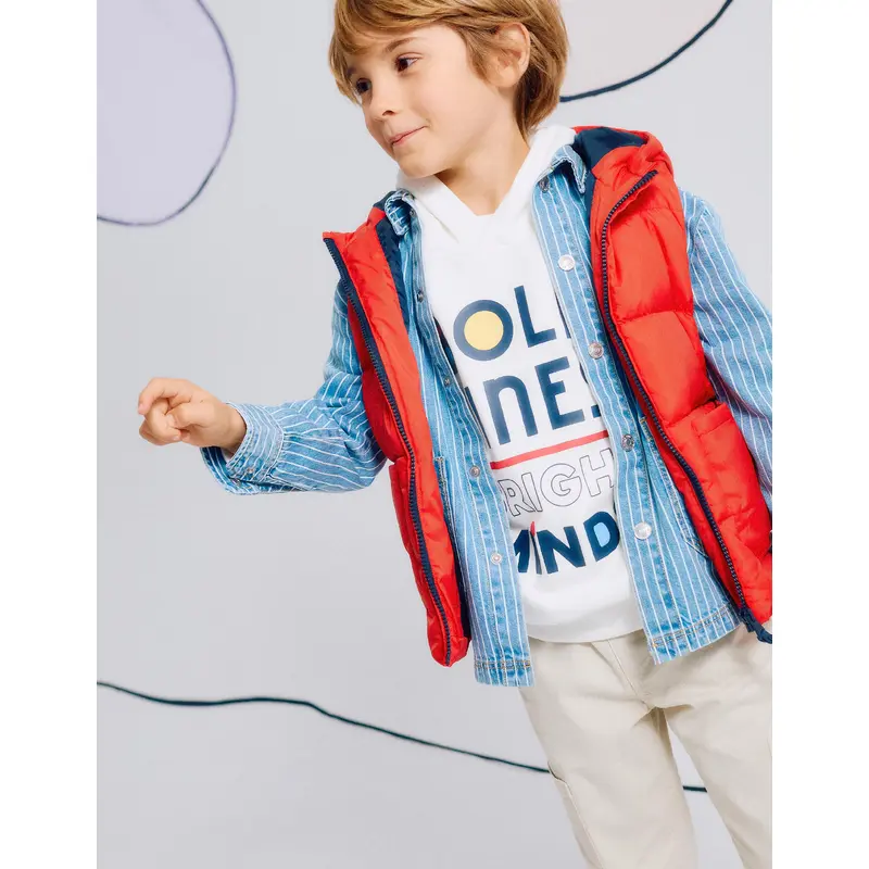 Hooded Padded Gilet for Boys, Red