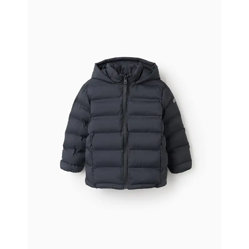 Hooded Padded Jacket for Boys, Dark Grey