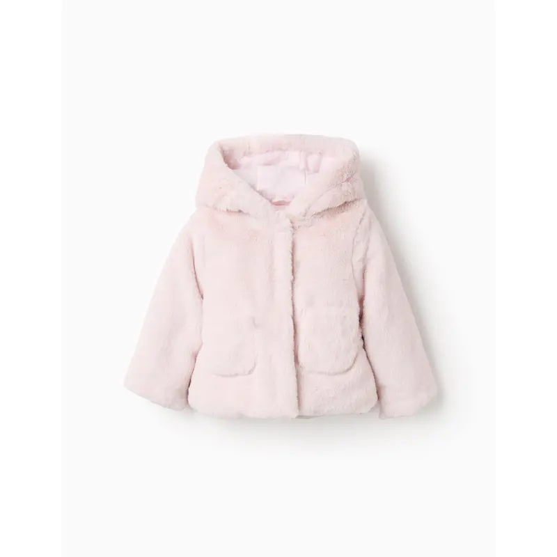 Hooded Fleece Jacket for Baby Girls, Light Pink