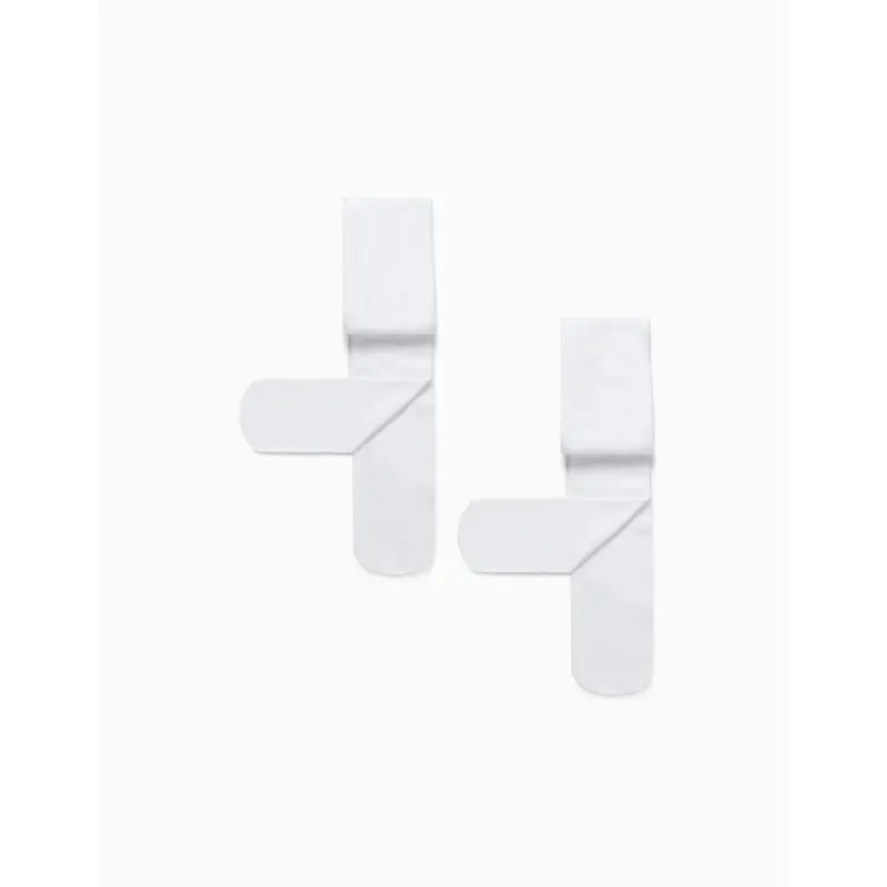 Pack of 2 40Den Microfiber Tights for Baby Girls, White