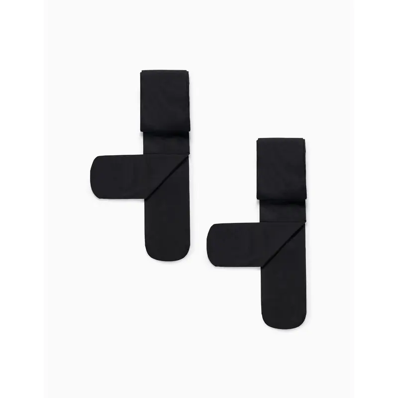 Pack of 2 40Den Microfiber Tights for Girls, Black