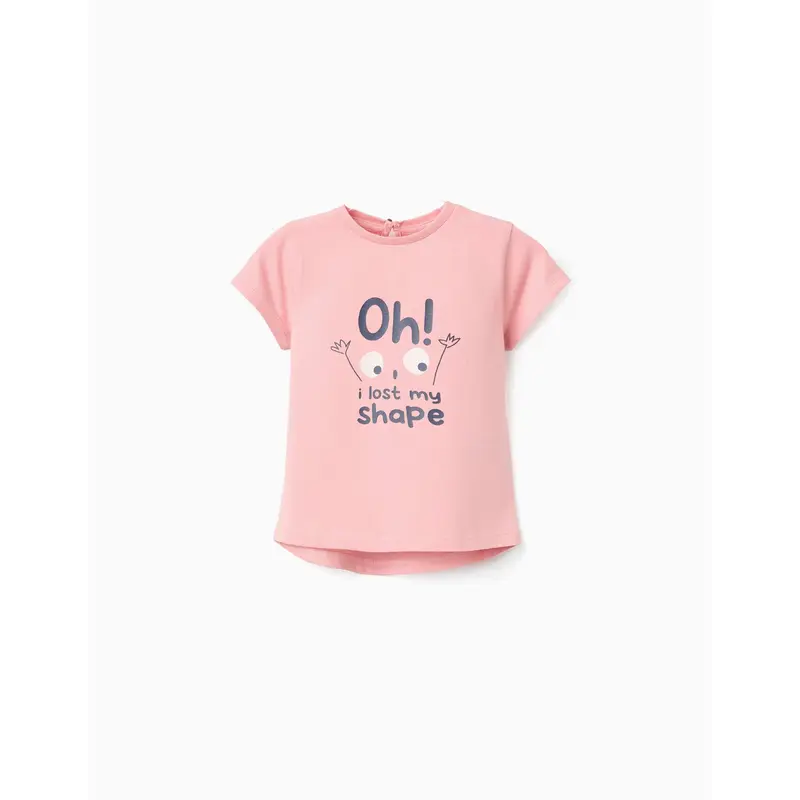 Printed Cotton T-shirt for Baby Girls, Pink
