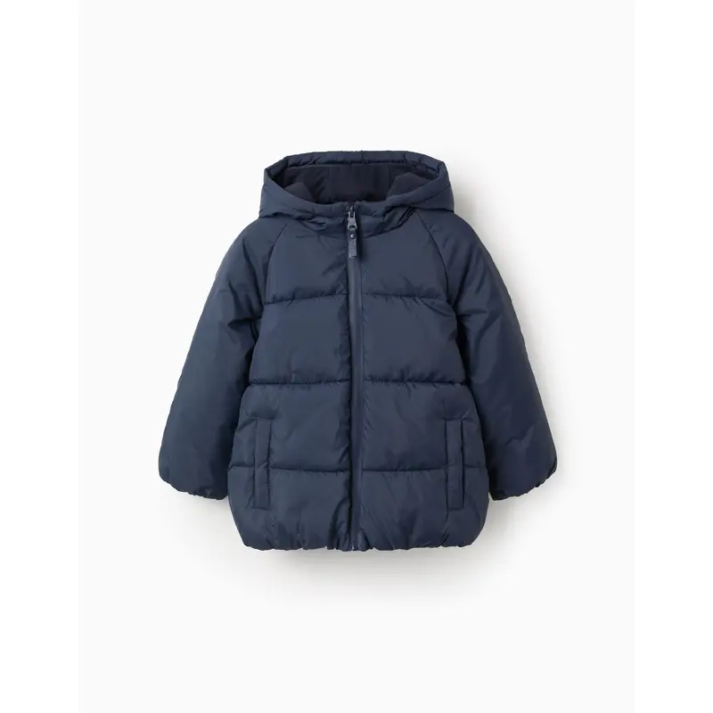 Hooded Padded Jacket with Fleece Lining for Boys, Dark Blue