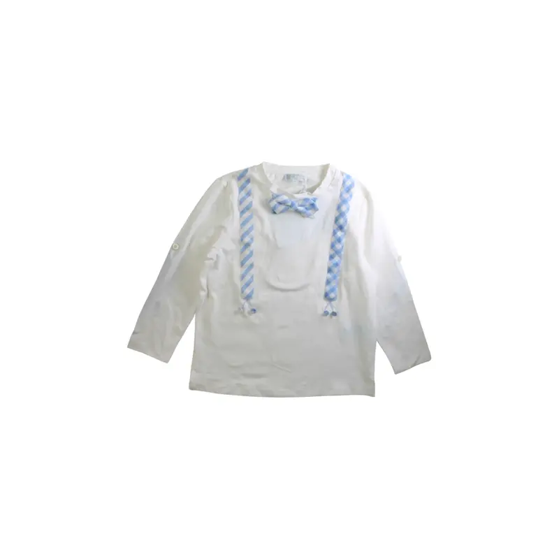 Nicholas & Bears Long Sleeve Suspender Shirt With Bow Size 4T