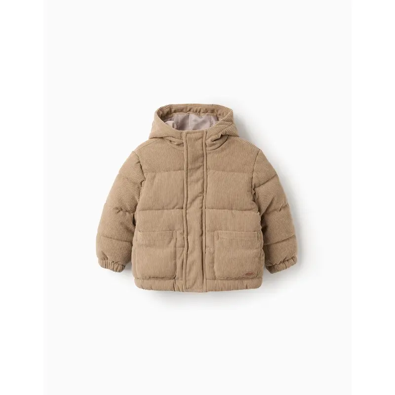 Padded Jacket with Hood for Baby Boys, Brown
