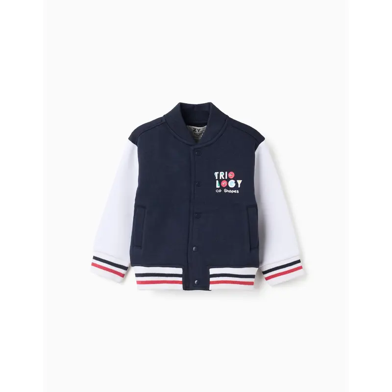 Brushed Bomber Jacket for Baby Boys 'Shapes', Blue/Red/Beige