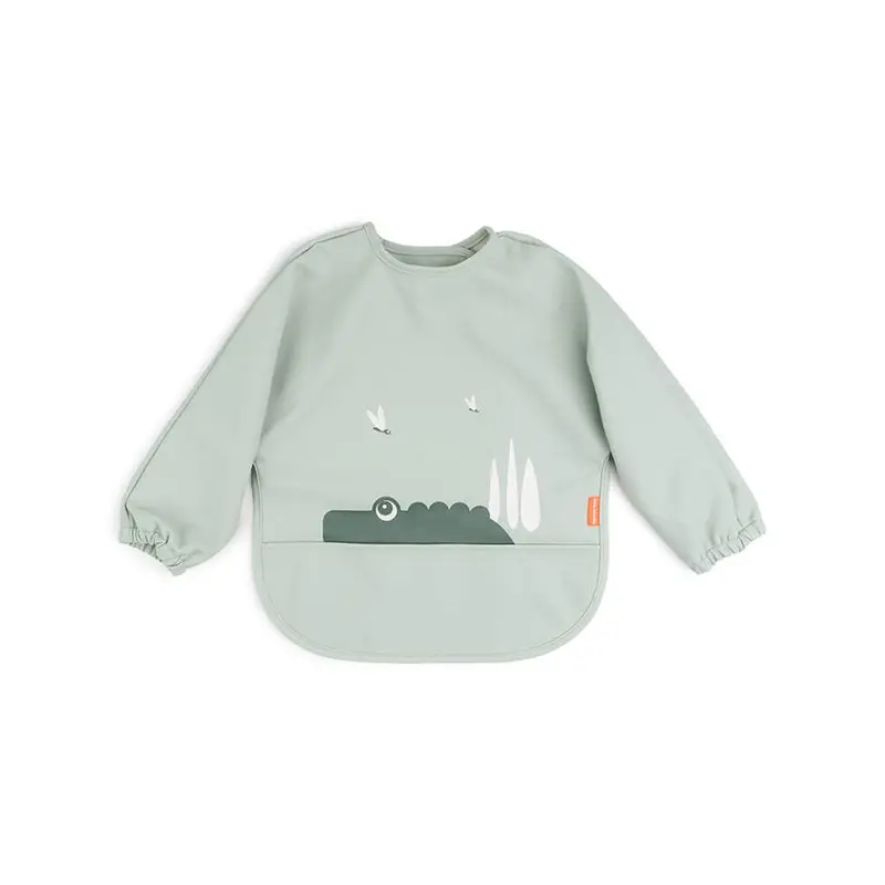 Done by Deer Sleeved Pocket Bib - Green - Croco