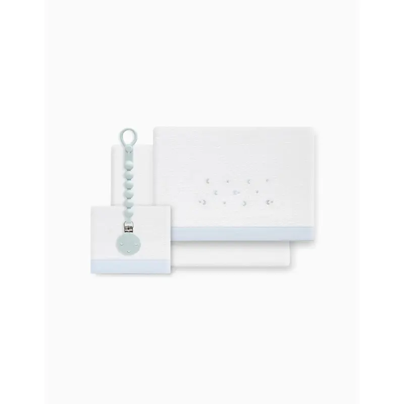 Bedding Set 3 Pcs Interbaby Coraline 60X120Cm, Stars Blue