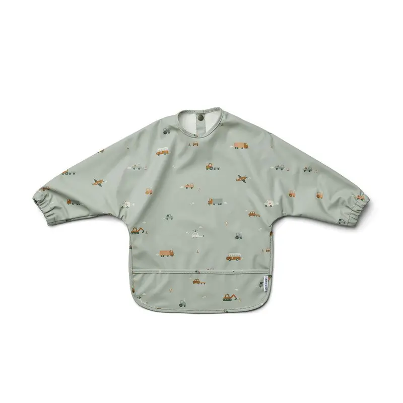 Liewood Merle Cape Bib - Vehicles - Dove Blue Mix