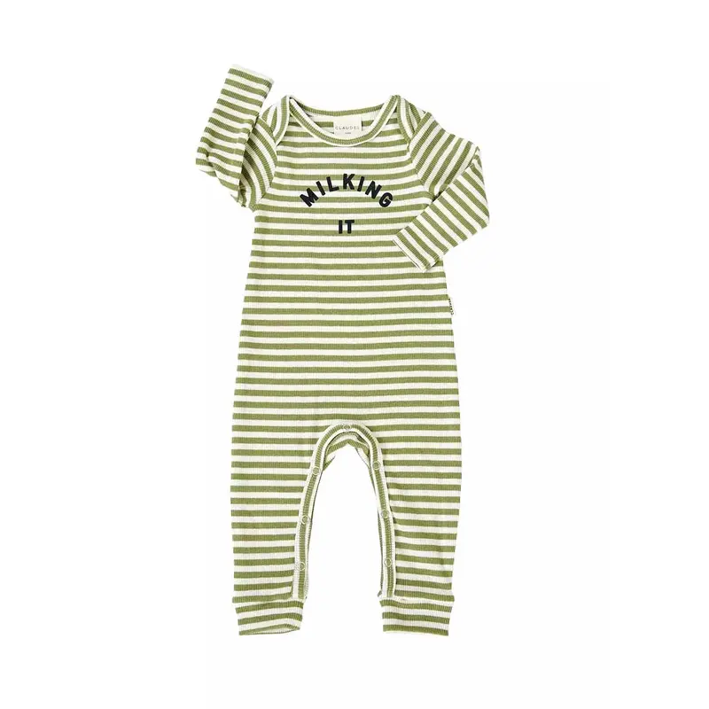 Claude & Co Stripe Onesie - Sage