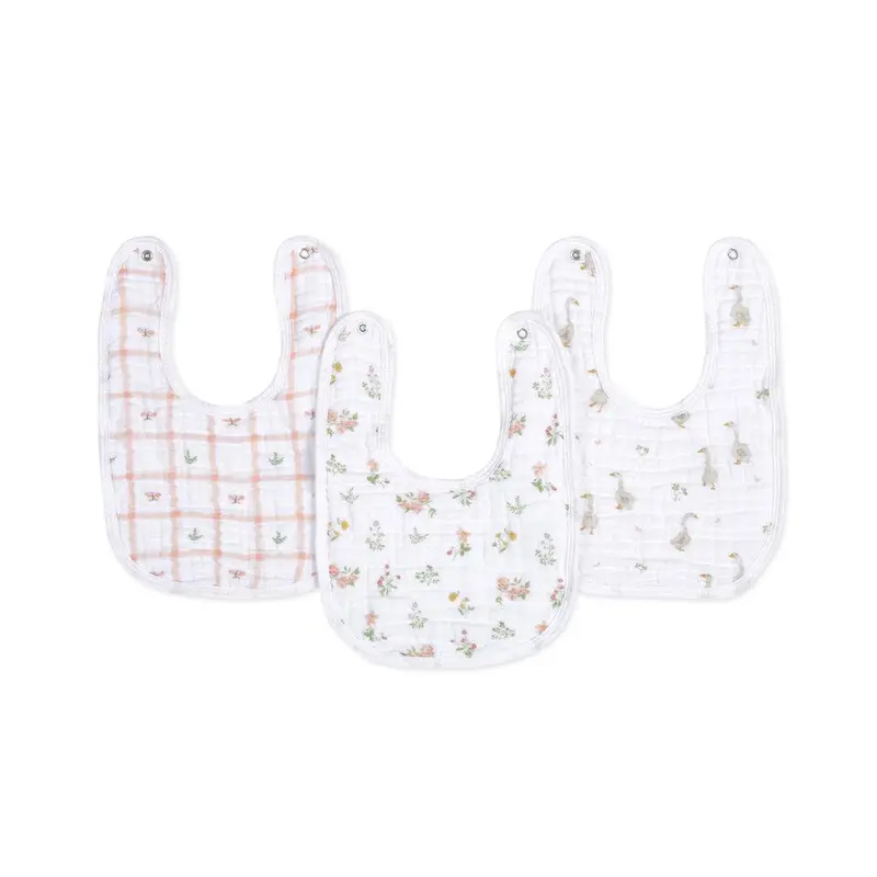 aden + anais Essentials Muslin Baby Snap Bibs - 3 Pack - Country Floral
