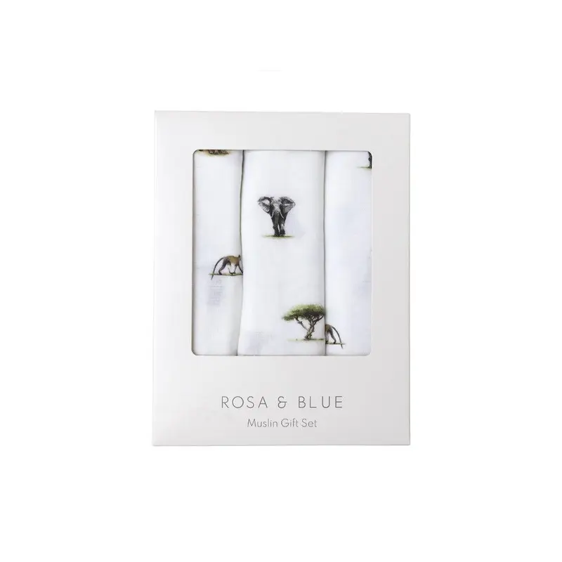 Rosa & Blue Muslin Squares - Safari - 3 Pack