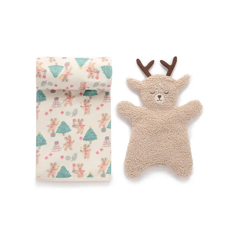 Purebaby Christmas Blanket & Comforter Gift Set - Deer Christmas Print