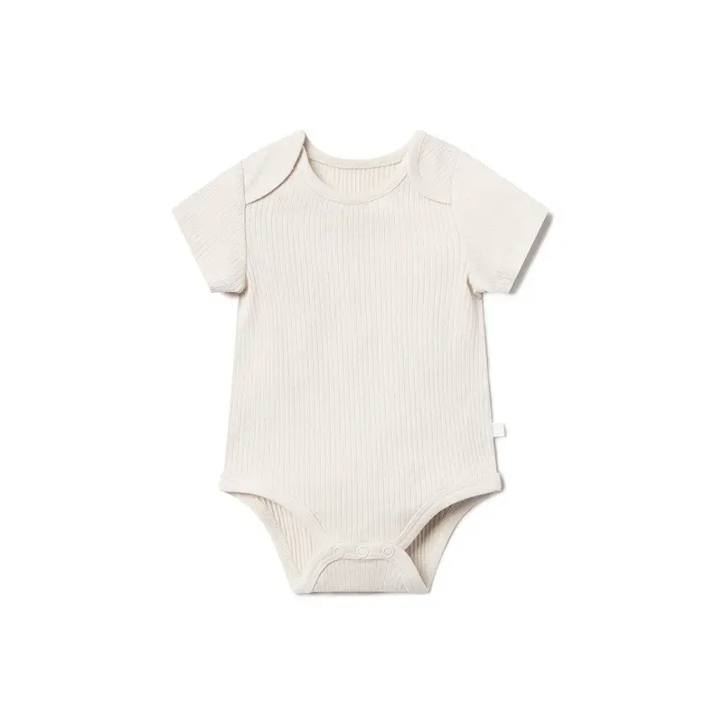 MORI Ribbed Short Sleeve Bodysuit - Ecru