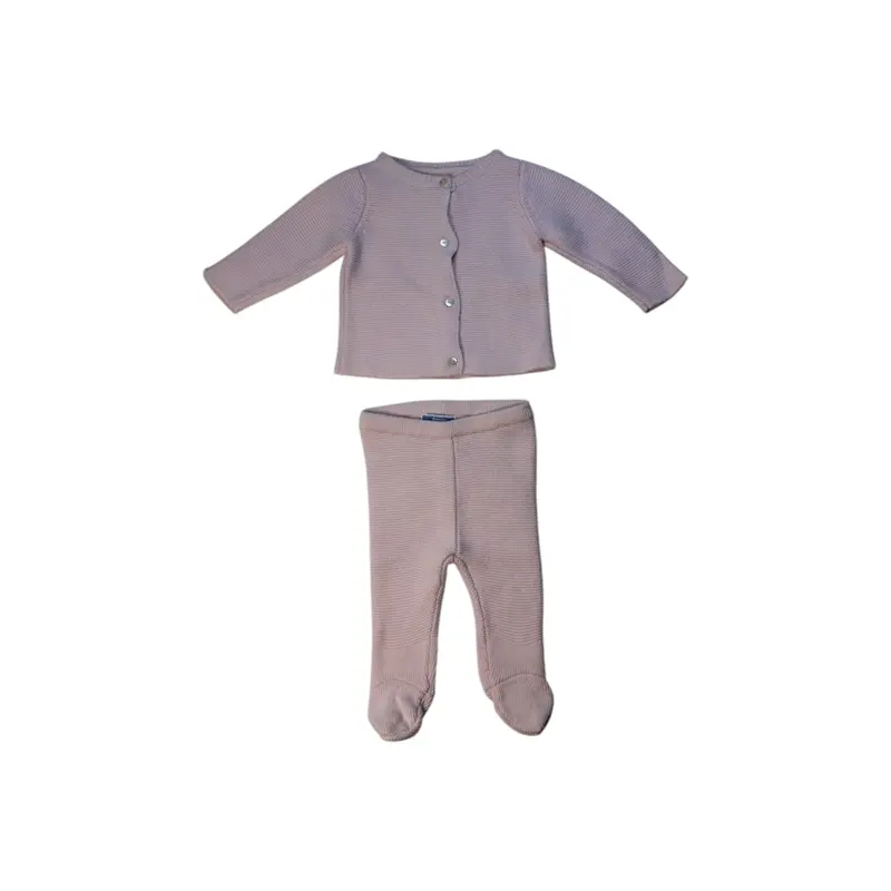 Jacadi Buttoned Cardigan And Footed Pants Set 0-3M