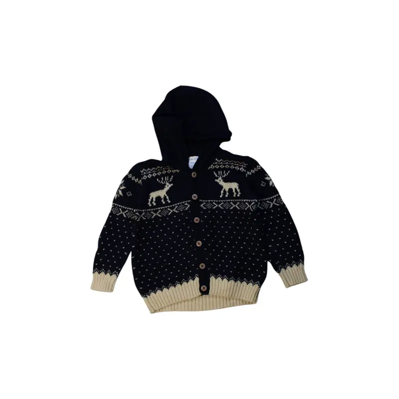Ralph Lauren Hooded Cardigan With Reindeer Pattern Size 2T