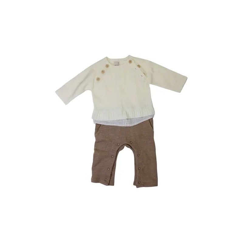 Petit Main Buttoned Cardigan And Pant Set 12-18M