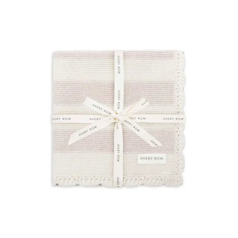 Avery Row Stripe Knit Blanket - Oat Melange