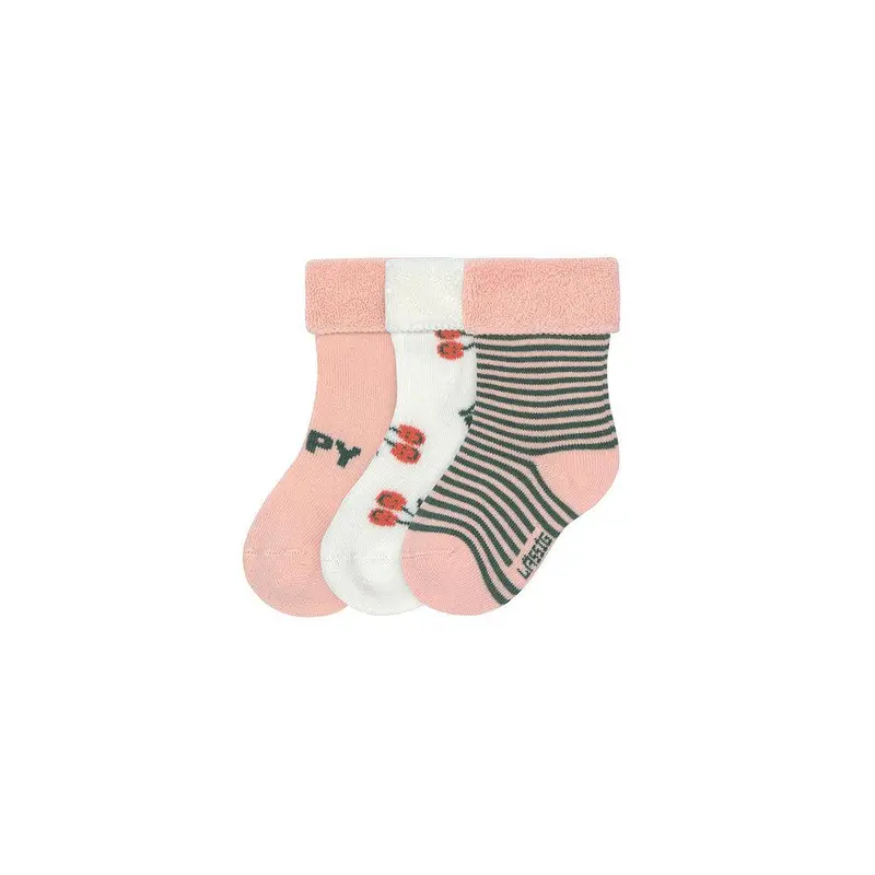 Lassig Terry Socks - 3 Pack - Peach - Cherry
