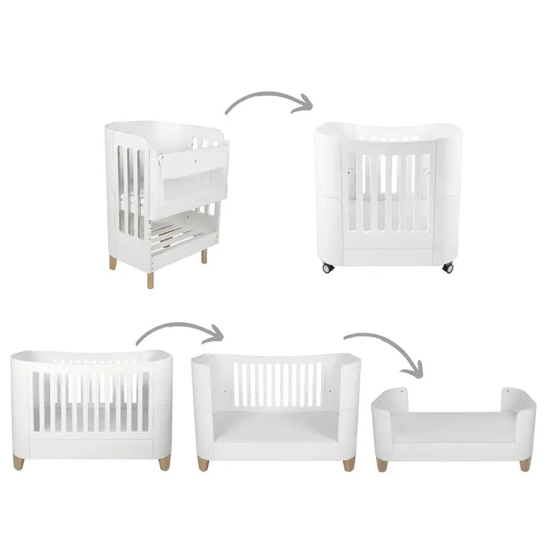 Gaia Baby Serena "All-In-One"  Includes Bedside (Incl Bedside mattress), Mini Cot & Cot Bed - White / Natural