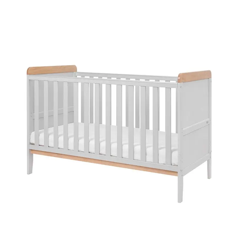 Tutti Bambini Rio Cot Bed with Cot Top Changer & Mattress - Dove Grey/Honey Oak