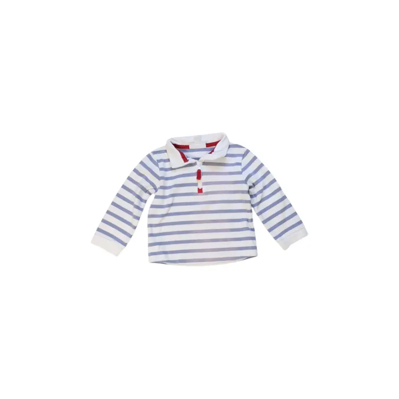 The Little White Company Striped Long Sleeve Polo 12-18M