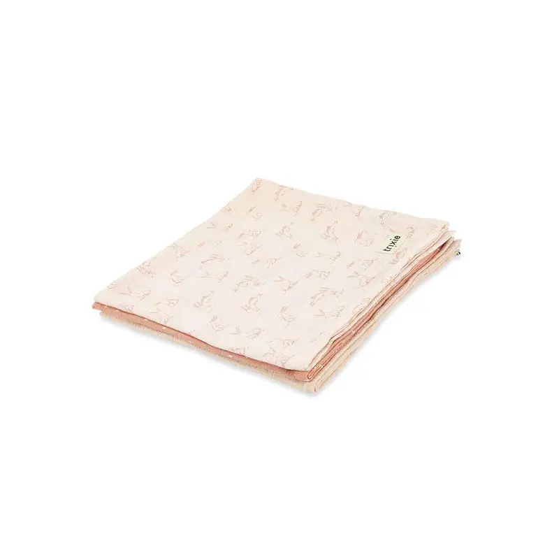 Trixie Muslin Cloths 3 Pack Mix - Rosy Rabbit