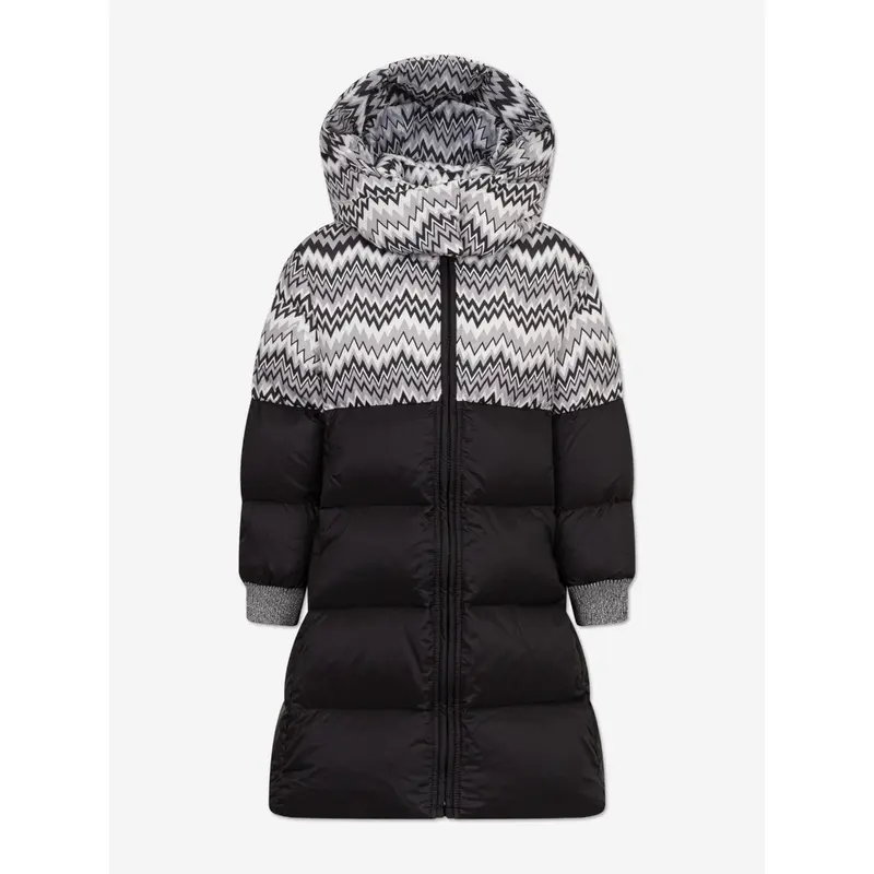 Missoni Girls Down Padded Zigzag Puffer Jacket in Black