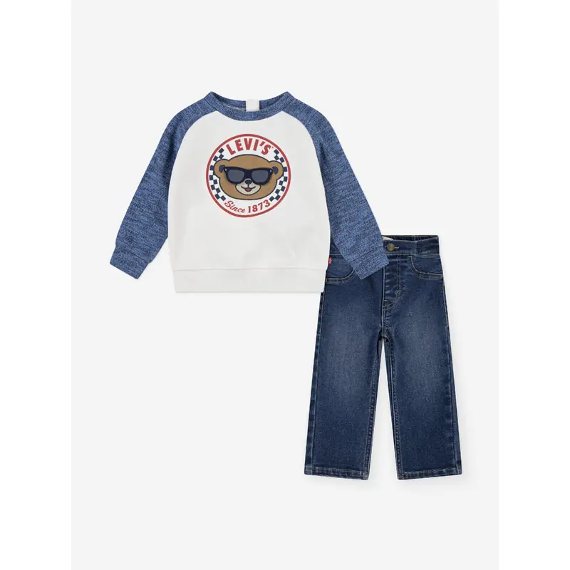 Levi's Baby Boys Moto Crew and Jeans Set in Navy