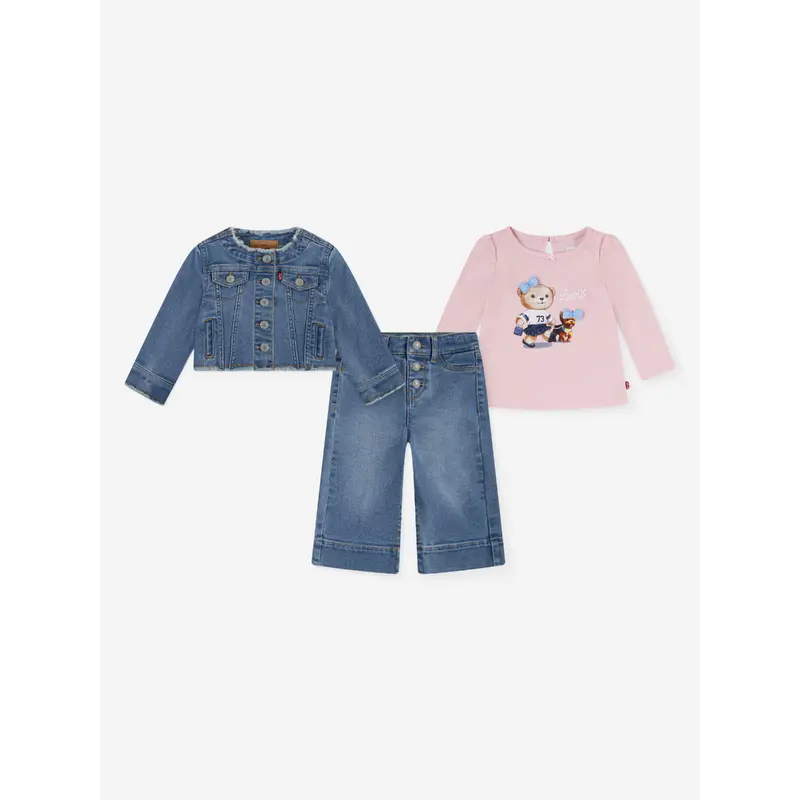 Levi's Baby Girls 3 Piece Jeans Set in Pink