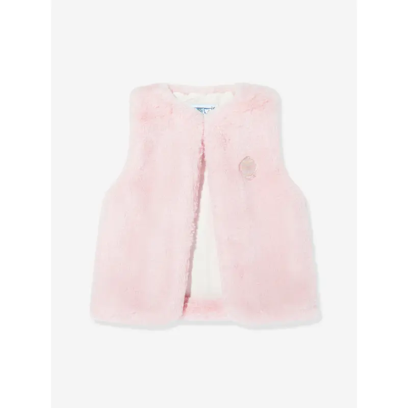 Atelier Choux Girls Gabrielle Faux Fur Gilet in Pink