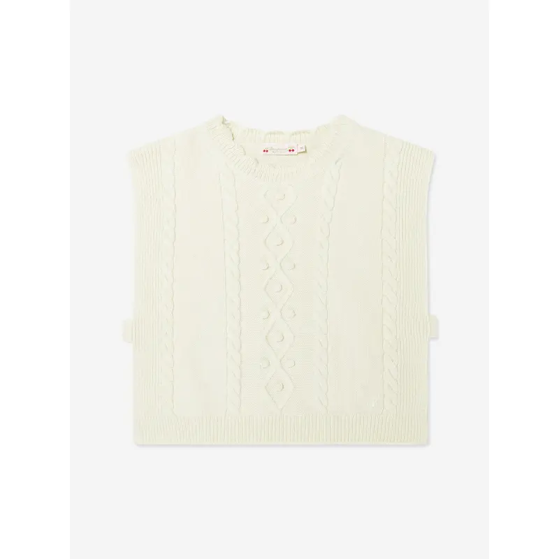 Bonpoint Girls Javoue Wool Poncho in Ivory