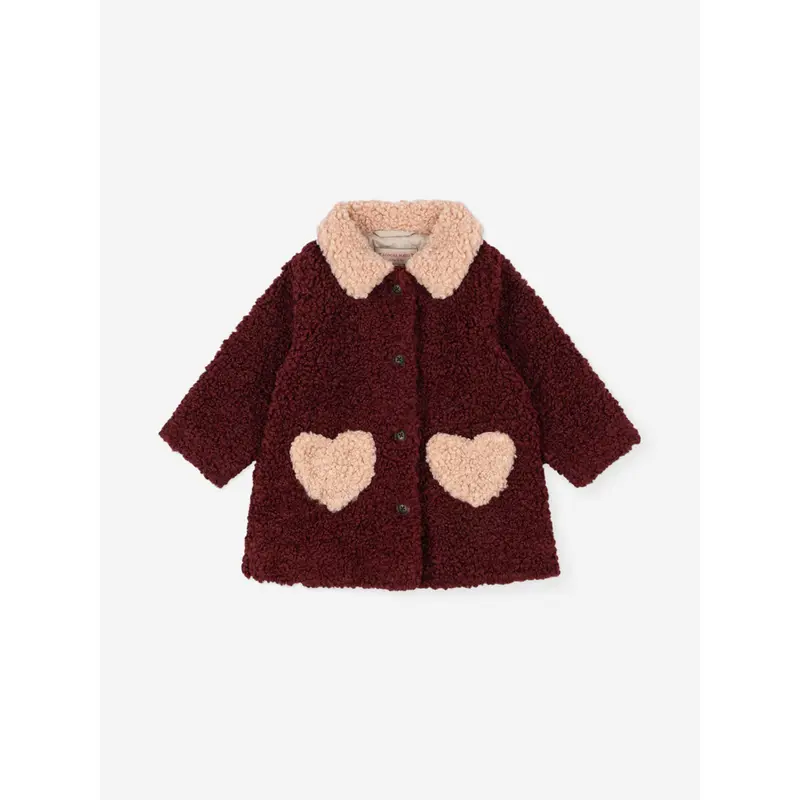 Konges Sljd Girls Faux Fur Calin Coat in Red